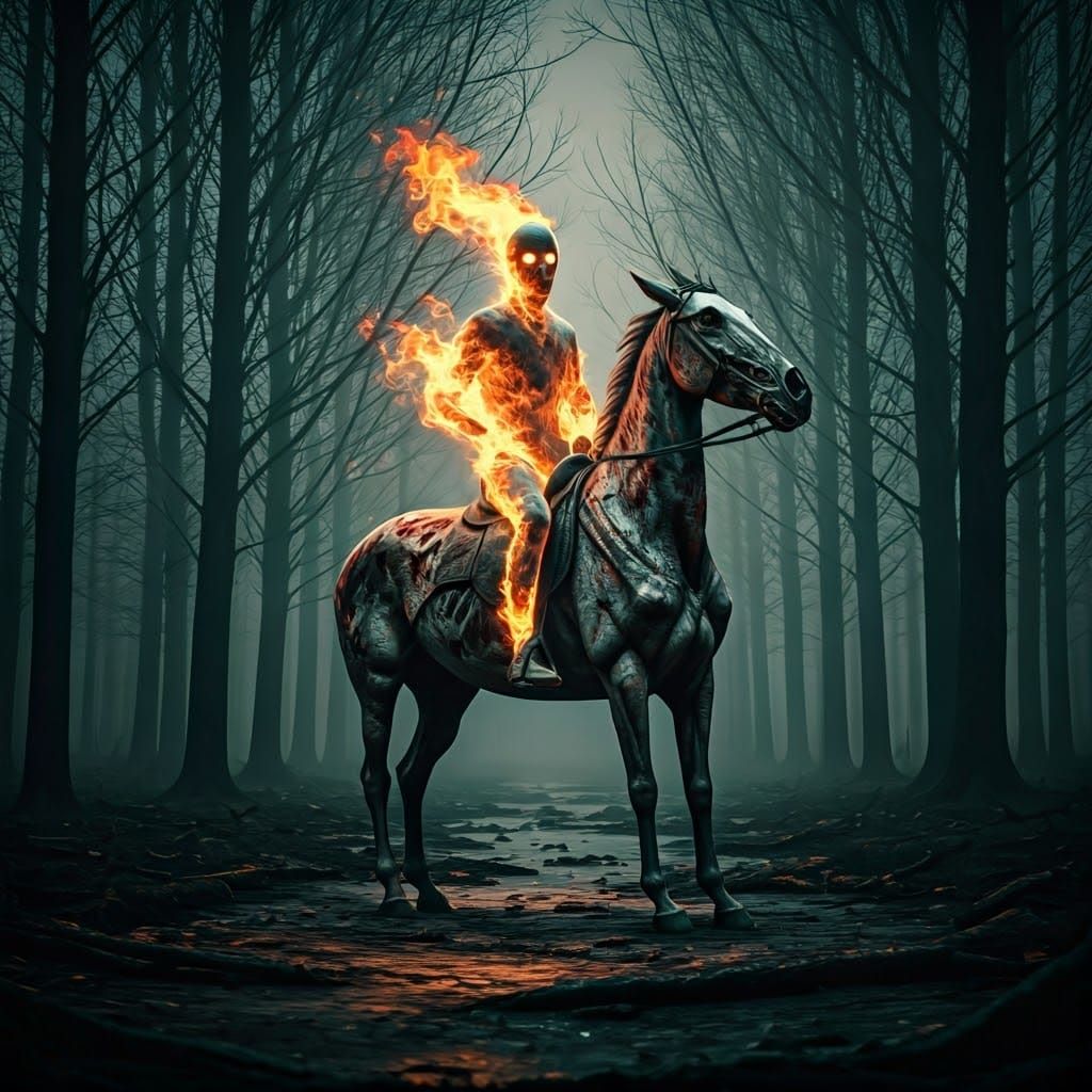 Spectral Rider in Haunted Forest