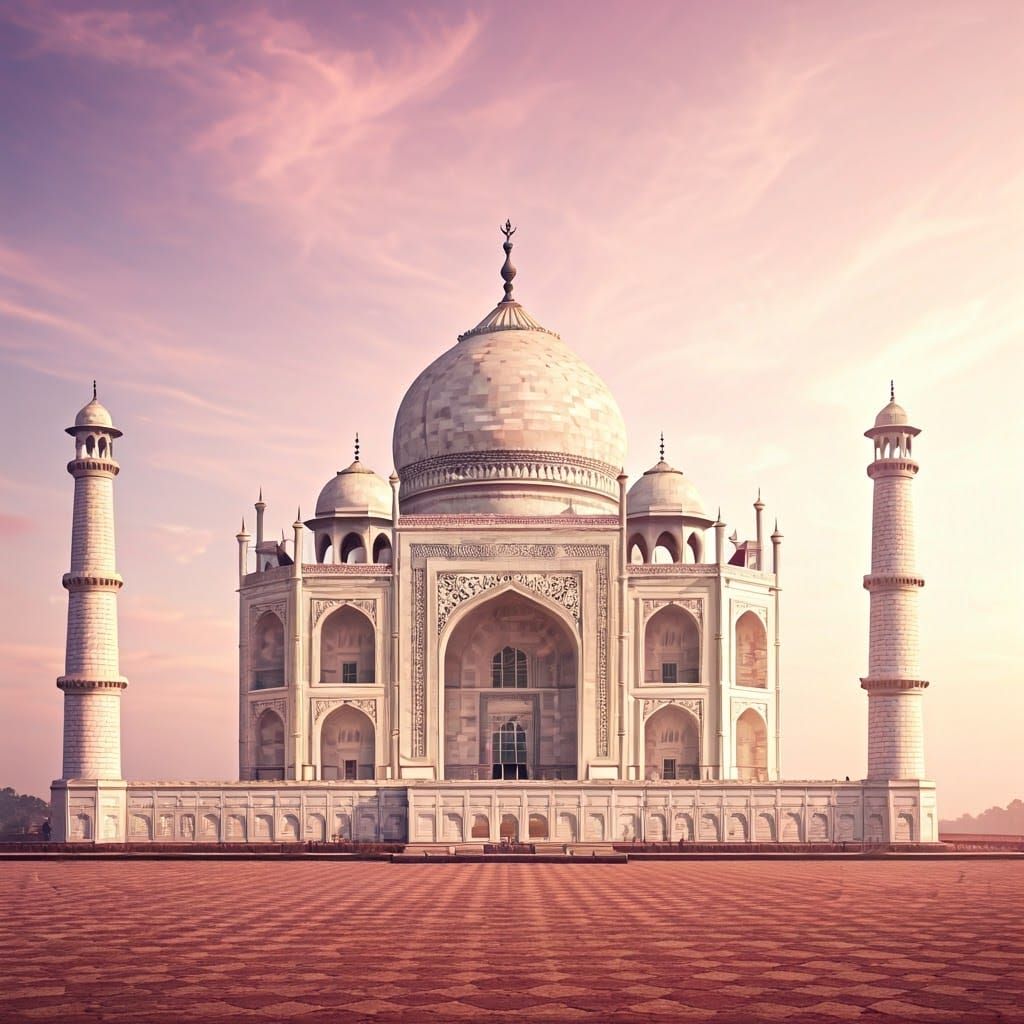 Taj Mahal in Dreamy Pink Haze: An Origami Masterpiece