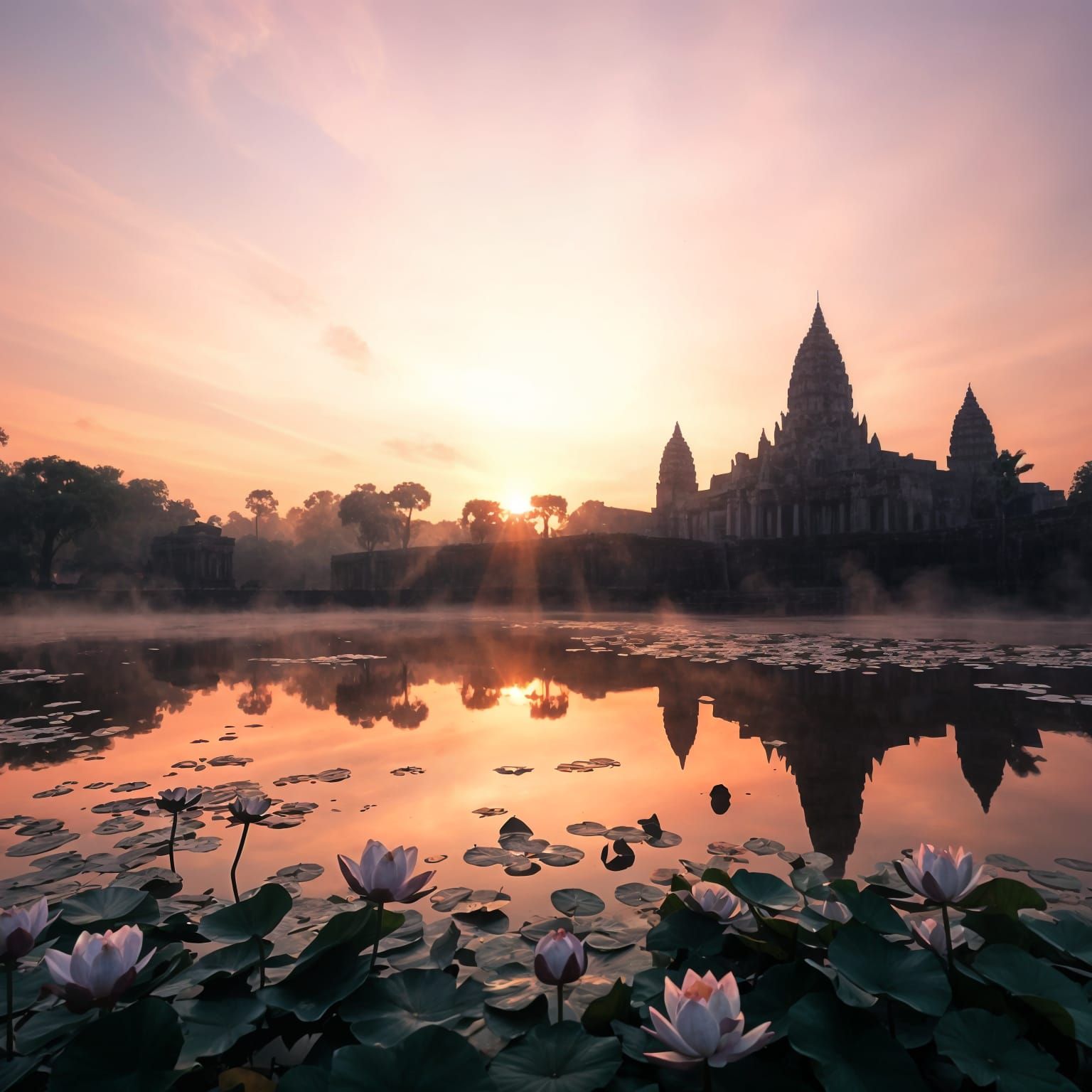 Golden Dawn Over Ancient Angkor Wat