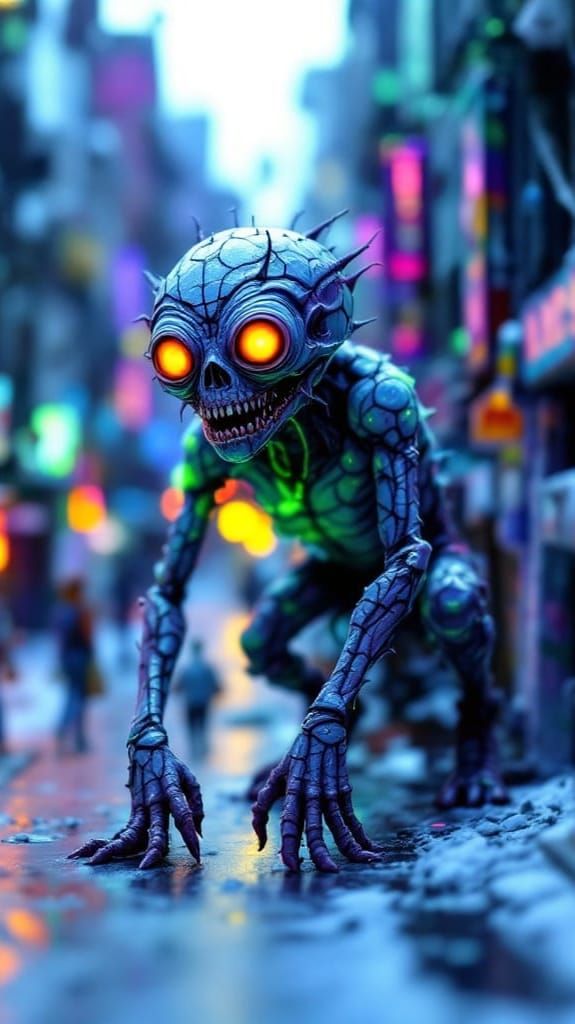 Bioluminescent Miniature City Diorama