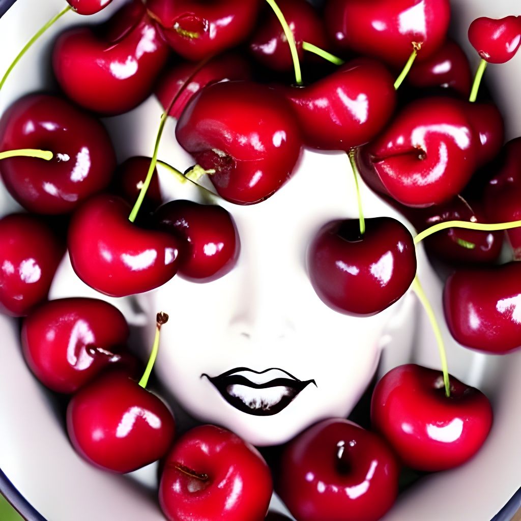 Surreal Fairies Emerging From Cherry Bowl