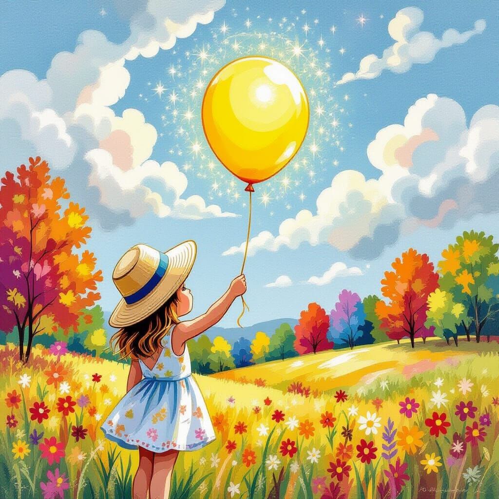 Latchhook Art Of Girl With Glowing Balloon