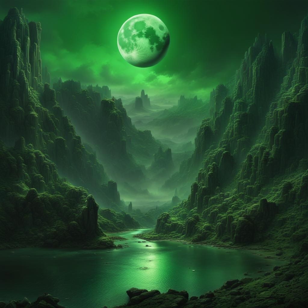 Green Moon Digital Matte Painting