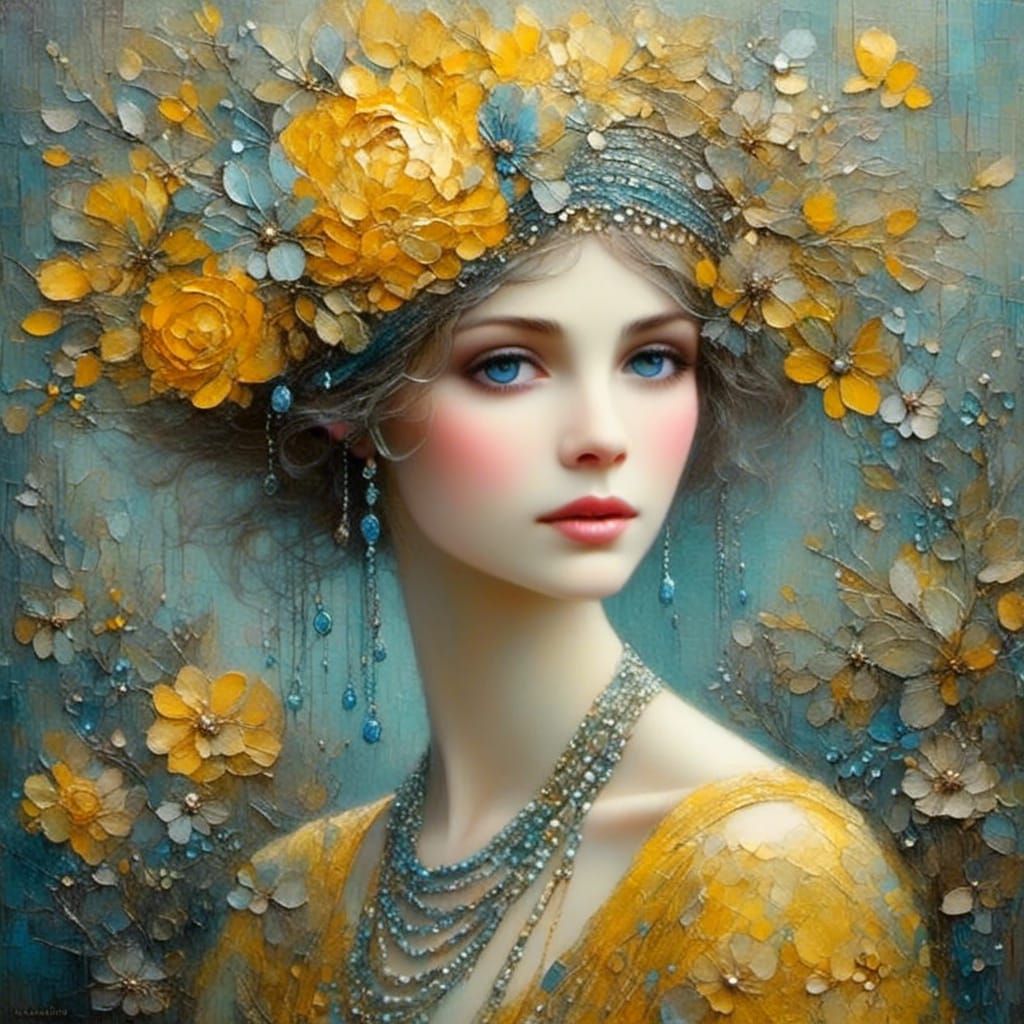 Young Woman with Flowers