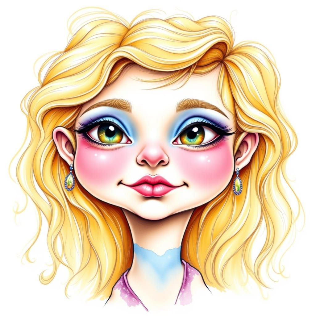 Whimsical Watercolor Caricature with Bleeding Colors