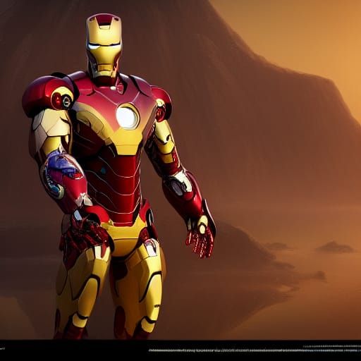 Golden Iron Man Detailed Matte Painting