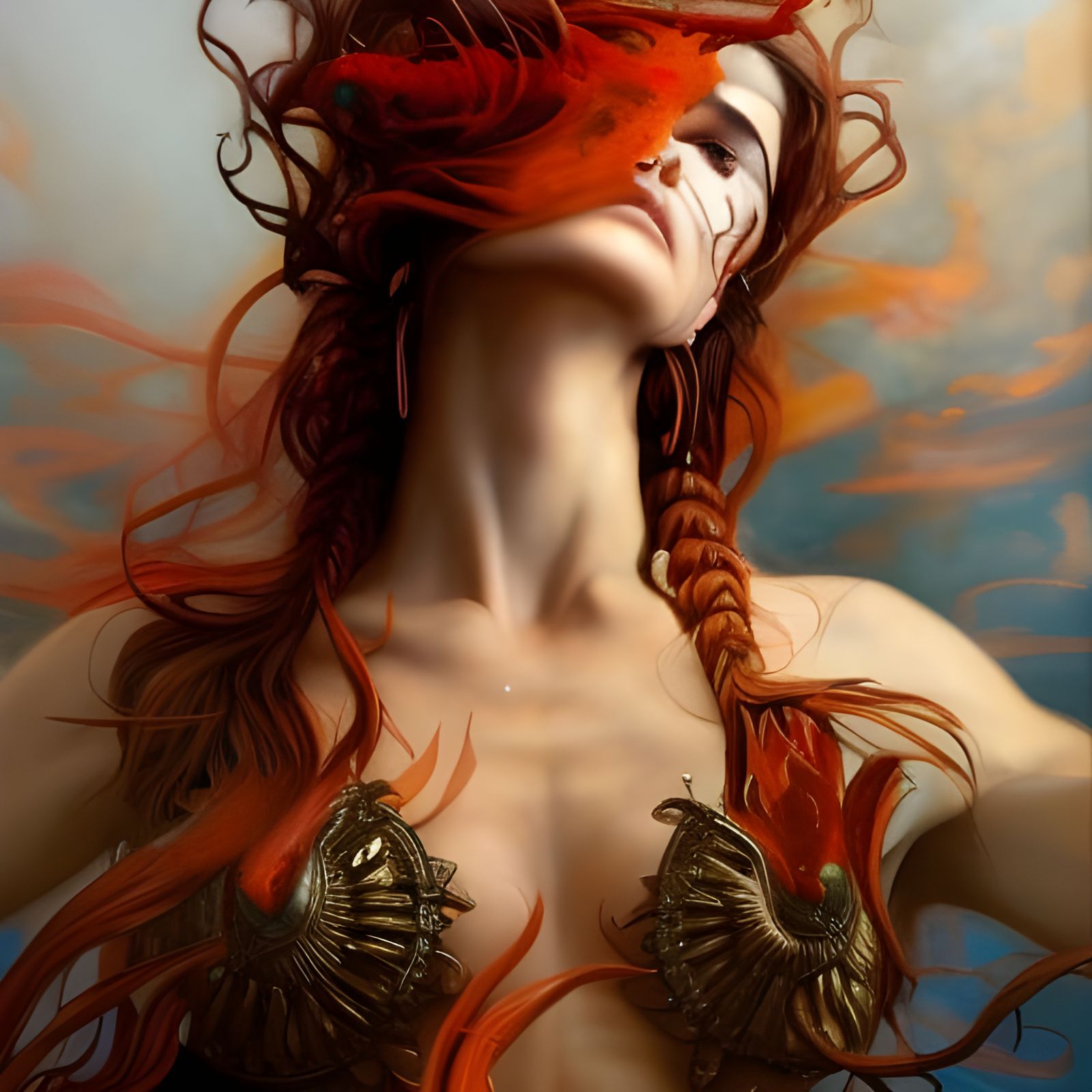 Fire Goddess Portrait in Hyperrealistic Style