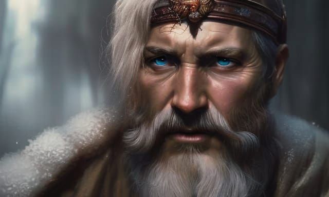 Weary King in Snow: Photorealistic 3D Render