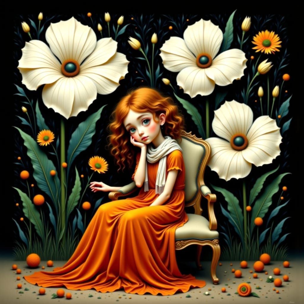 <lora:Mixing art up:1.0> <lora:Land and water:1.0> She sits ...