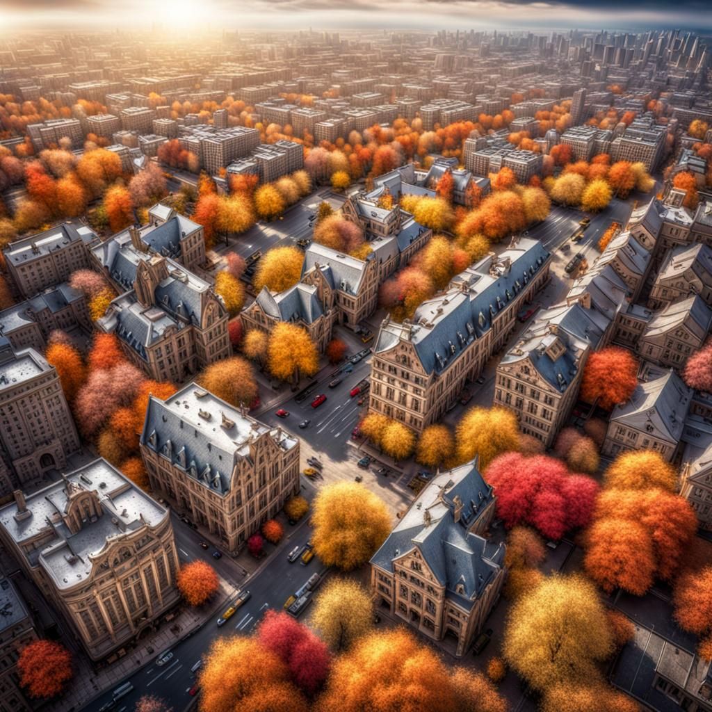 Hyperrealistic Fantasy City of Four Seasons
