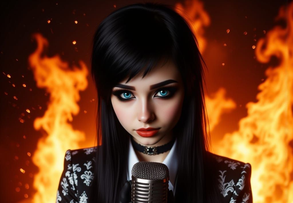 Victorian Singer in Fiery Performance