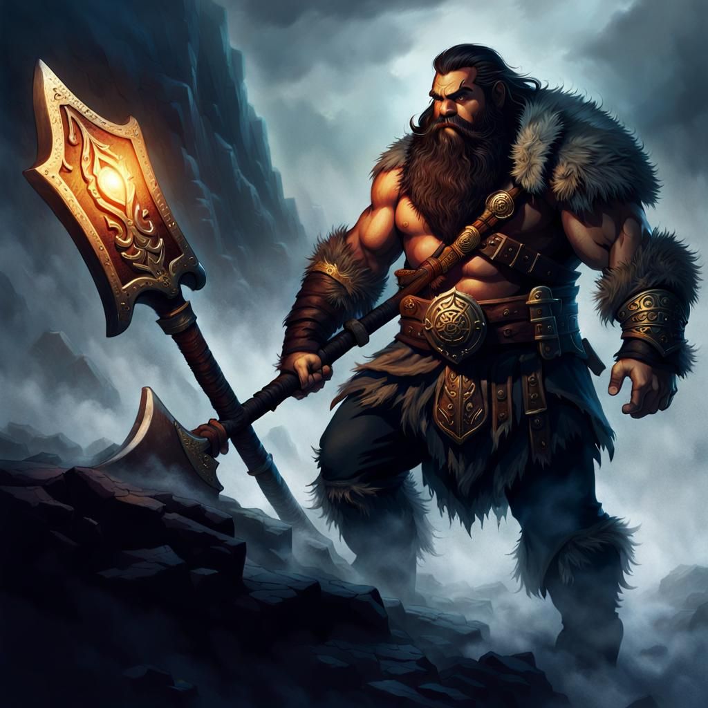 Mighty Dwarf Barbarian Scouts Misty Dungeon