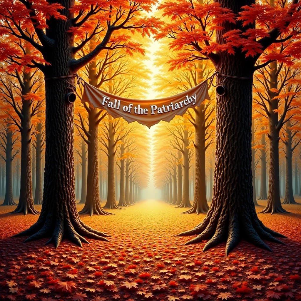 Autumn Forest Banner with Symbolic Message in Painterly Styl...