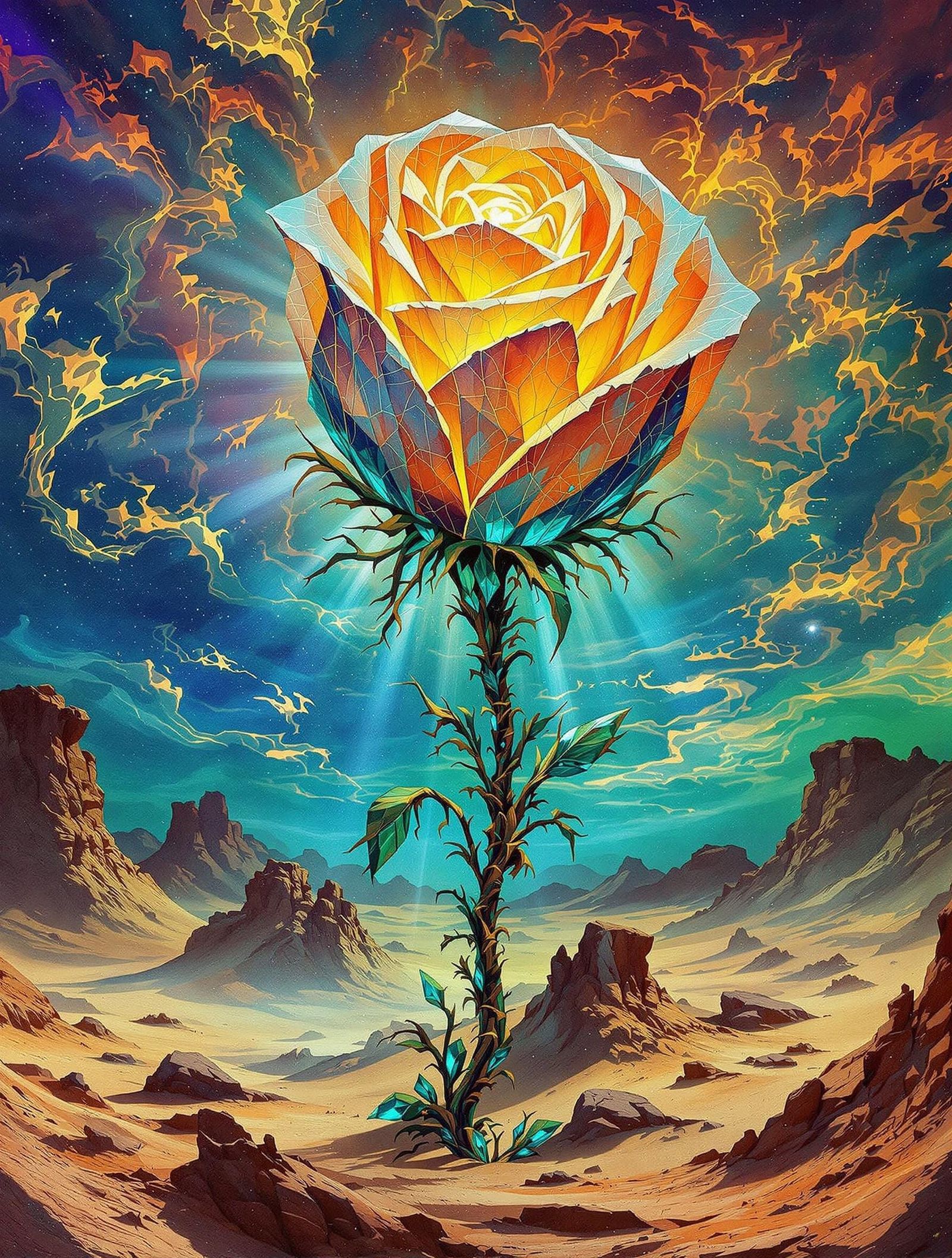 Surreal Desert Bloom Unfurls in Twilight