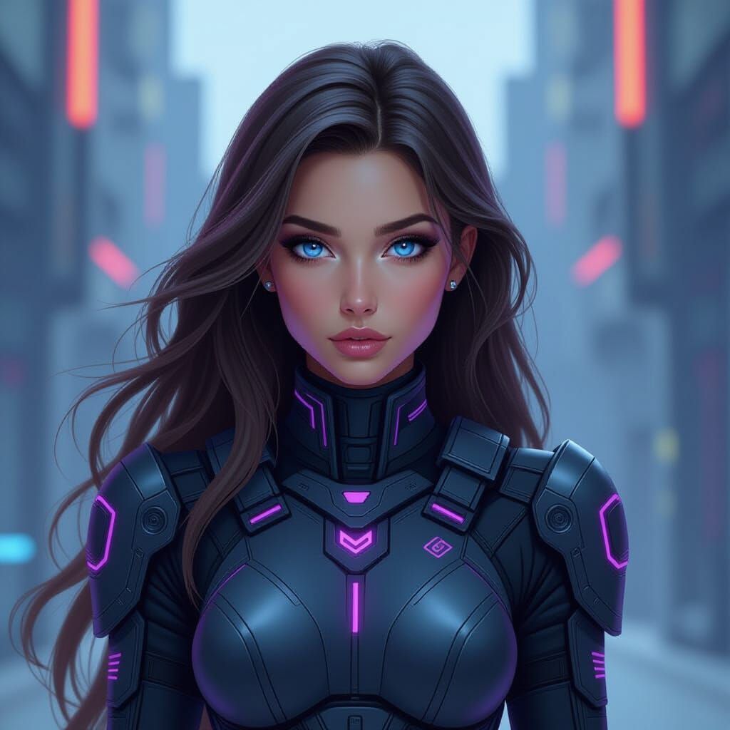 Futuristic Warrior Girl Concept Art