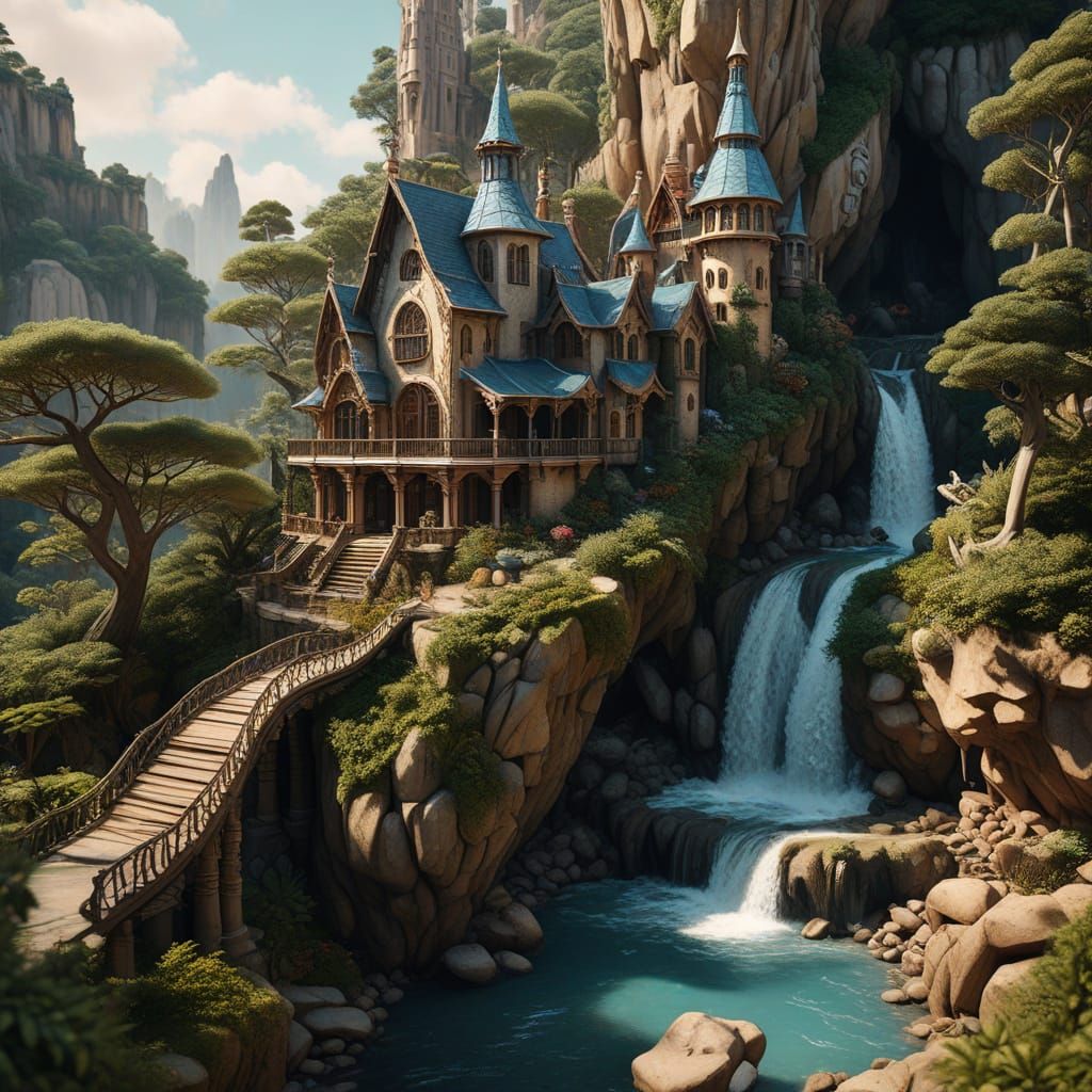 Gaudí-Inspired House with Storybook Charm, Digital Painting