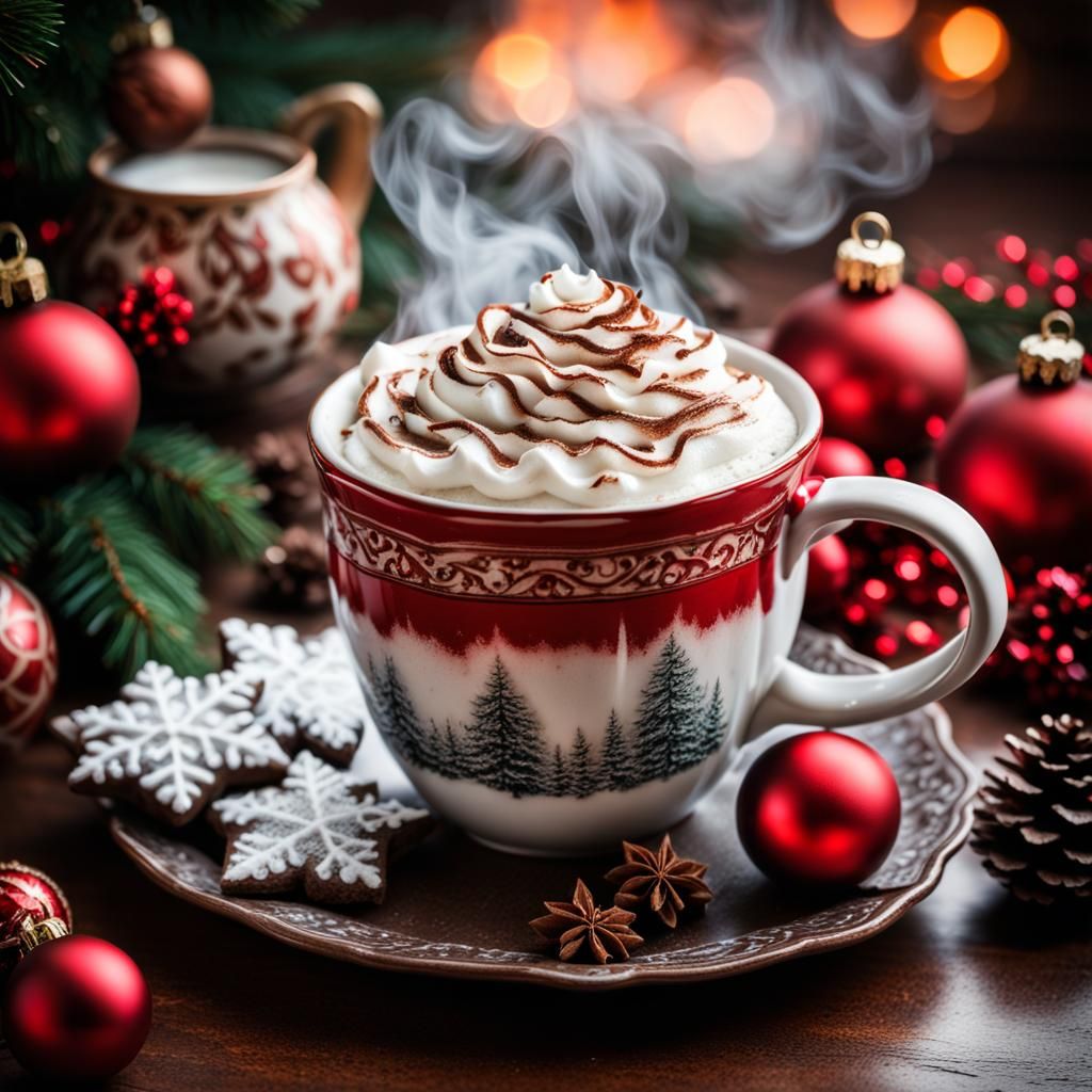 Festive Hot Chocolate with Christmas Ornaments