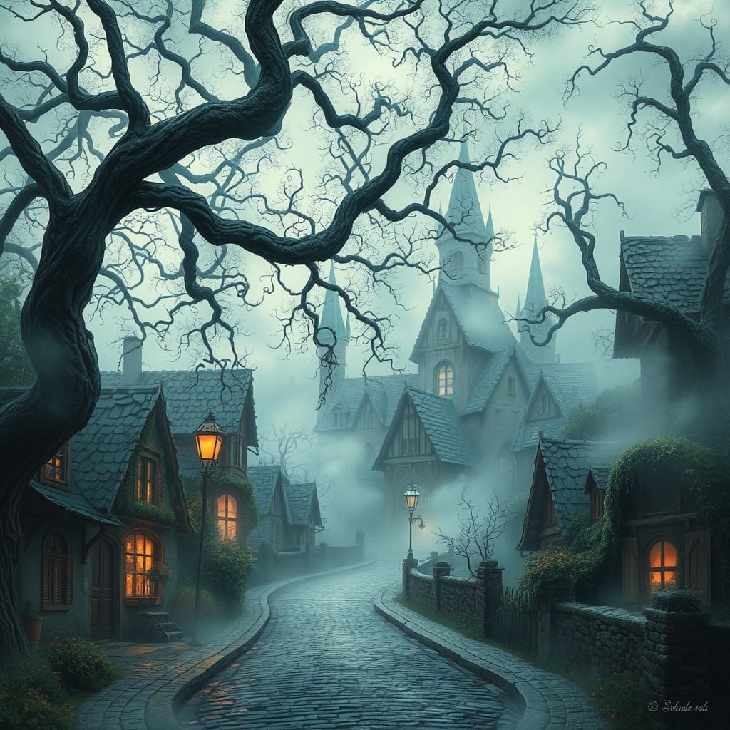 Enchanted Village in Whimsical Dreamland