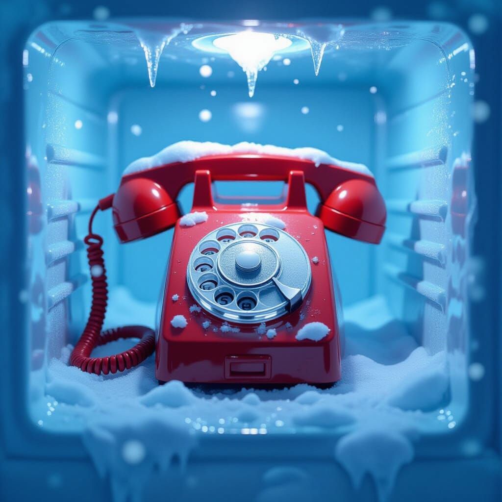 Frozen Red Telephone in Anime Style