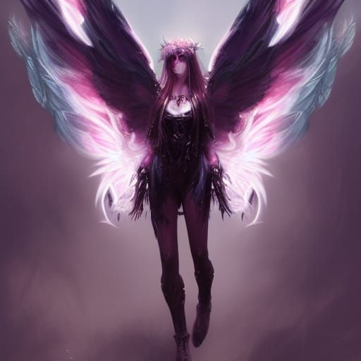 Celestial Nephilim Angel Demon Woman with Wings