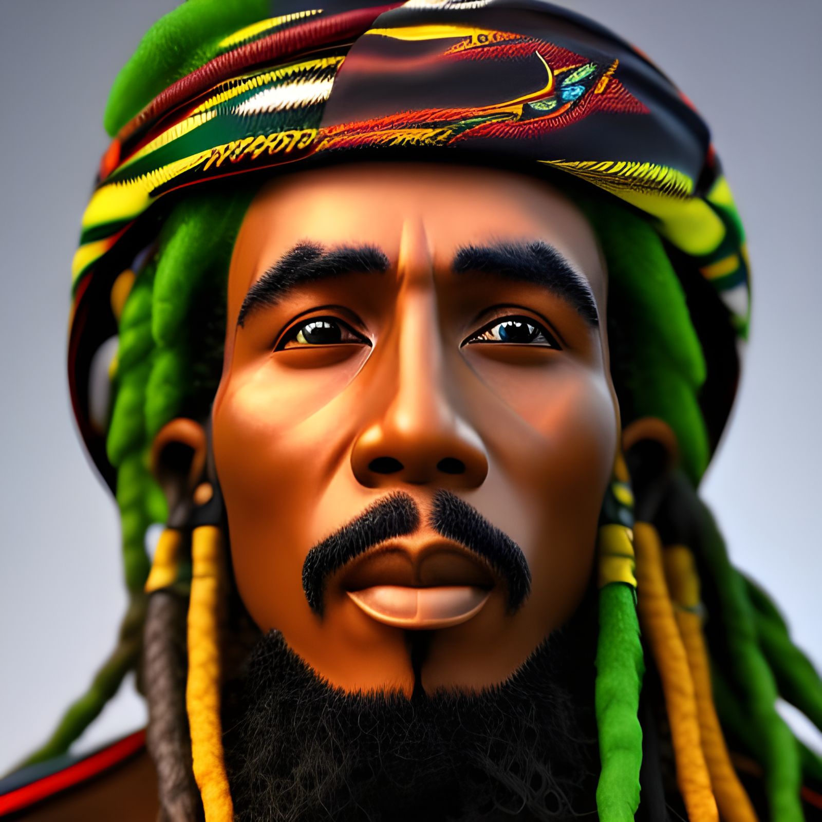 Hyperrealistic Rasta Soldier in Polished Metal