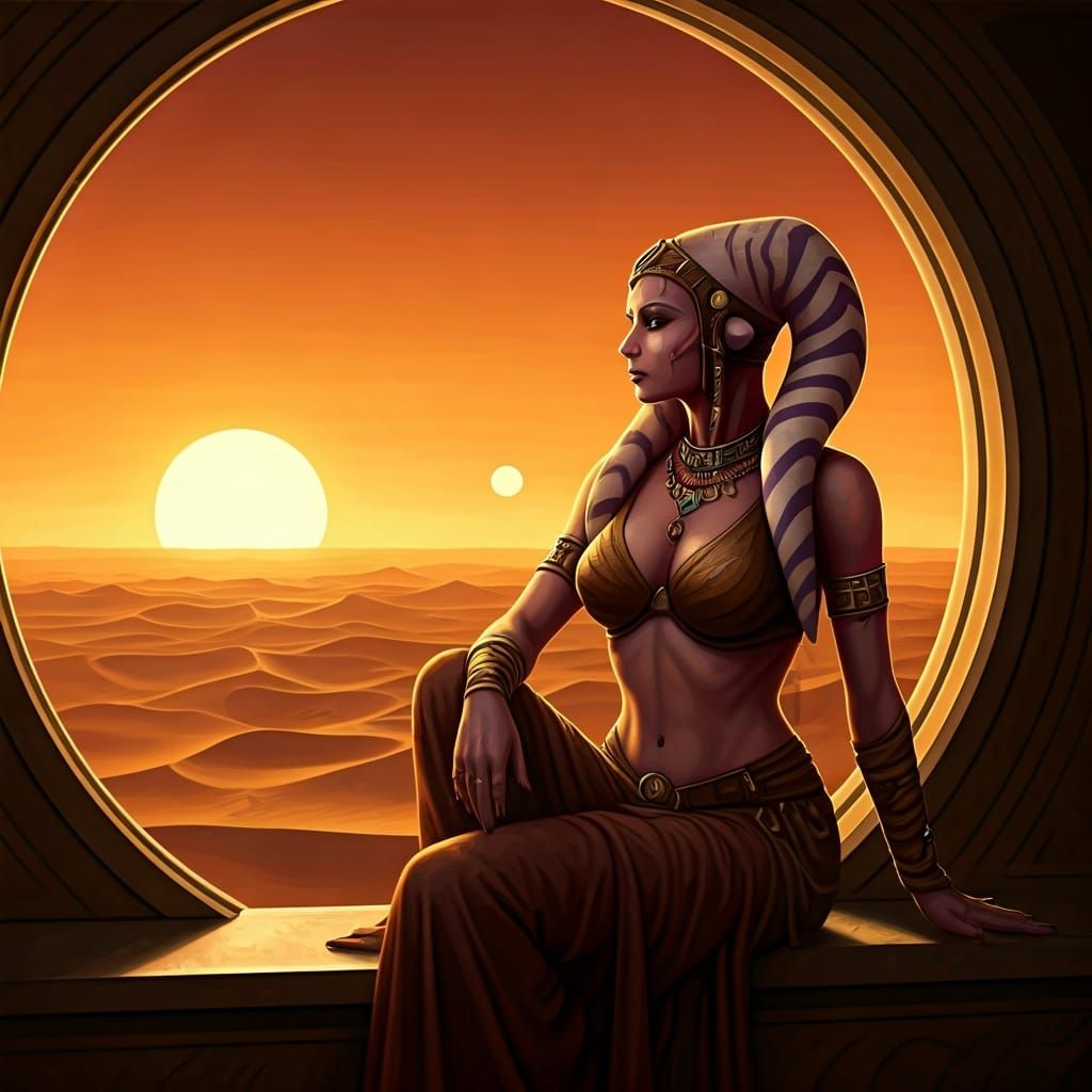 Twi'lek Dancer Gazing at Alien Sunset