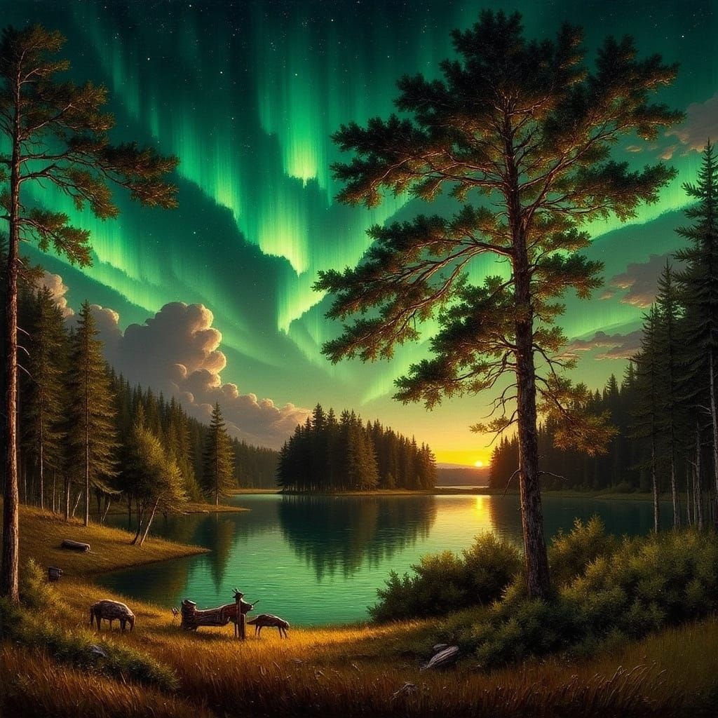 Ethereal Aurora Borealis over Denmark's Forest Landscape in ...