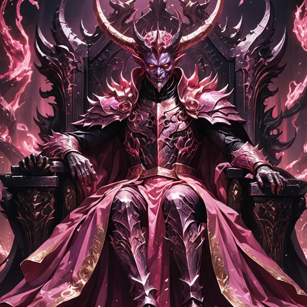 Demon King in Pink Skirt: Anime-Inspired Portrait
