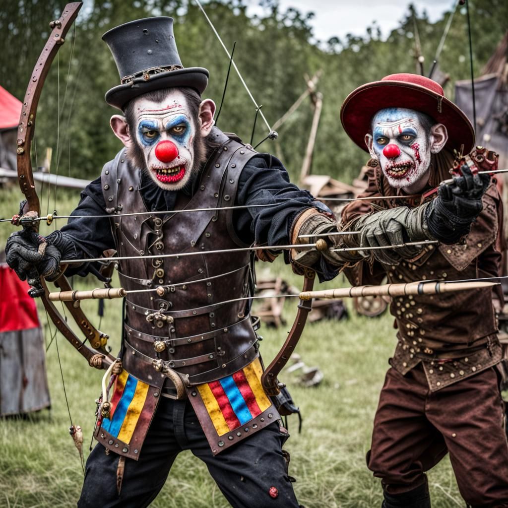 Steampunk Zombie Monkey Clown Archery Competition