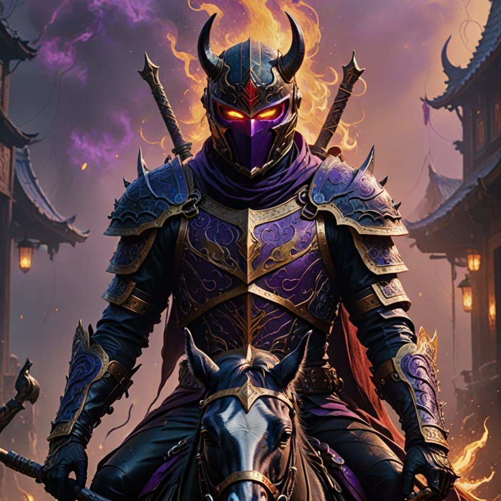 Ethereal Demonic Rider in Vibrant Oil Painting Style