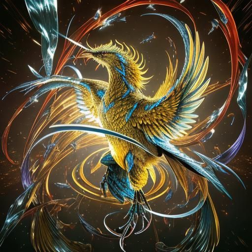 Psychedelic Firebird Phoenix in 3D CGI