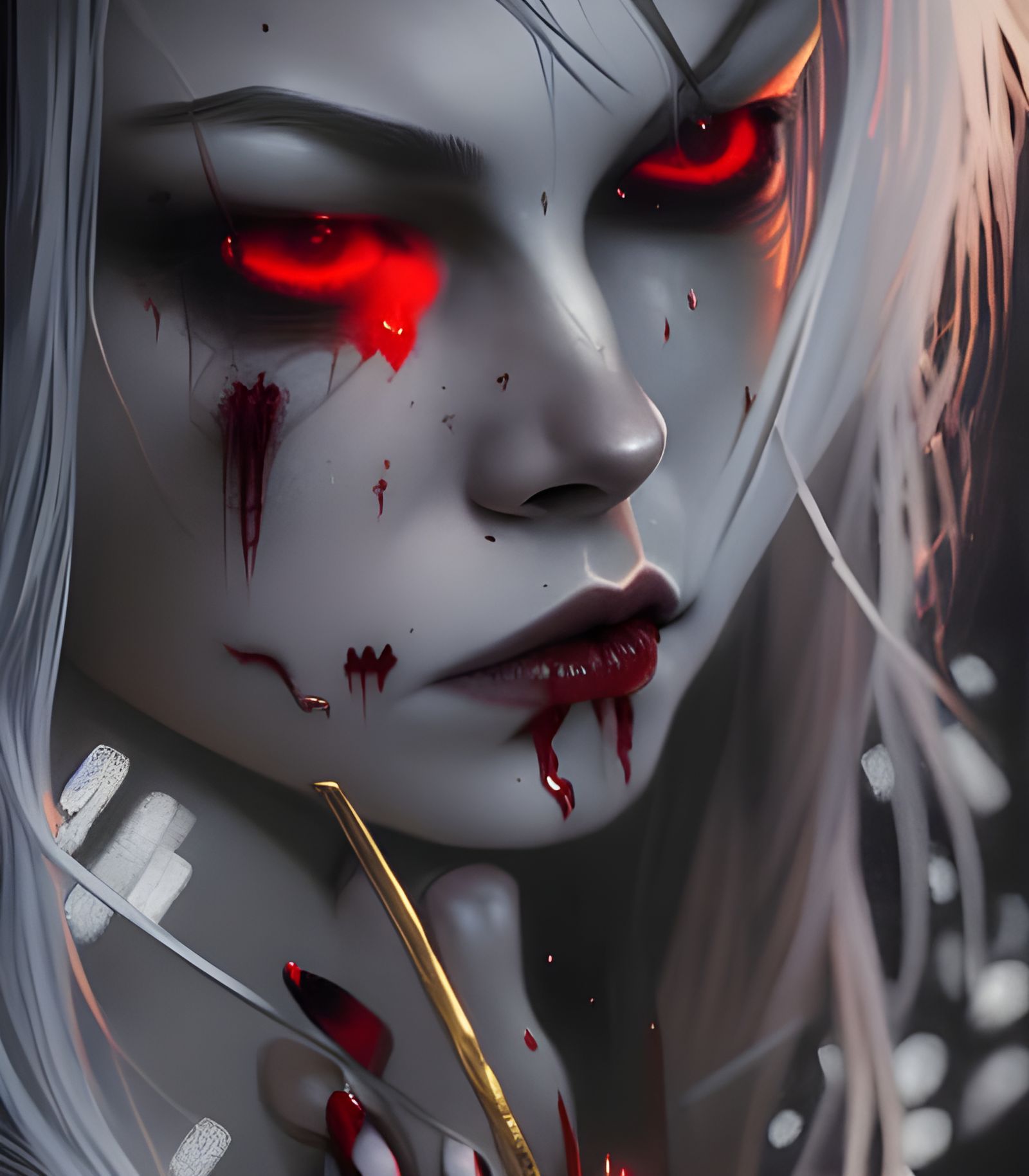 Beautiful Vampire Woman with Red Hair, Art Nouveau