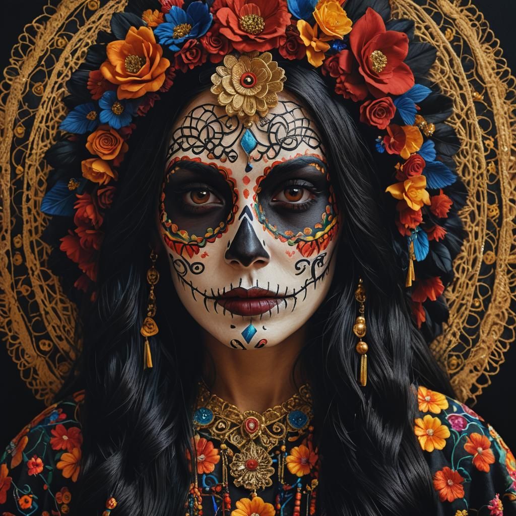 Stunning Catrina Portrait in Hyperrealistic Style
