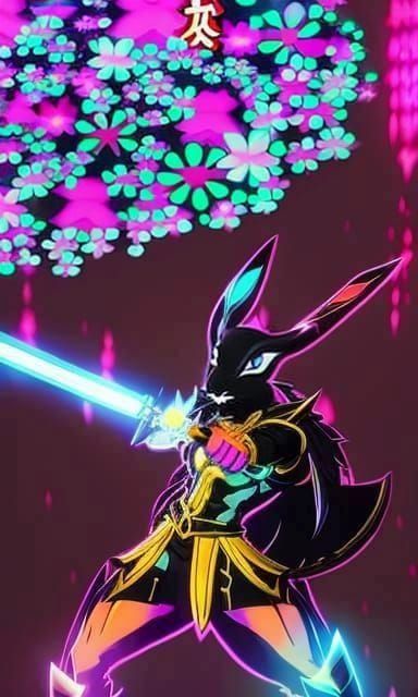 Cyberpunk Gauntlet with Sword in Anime Style