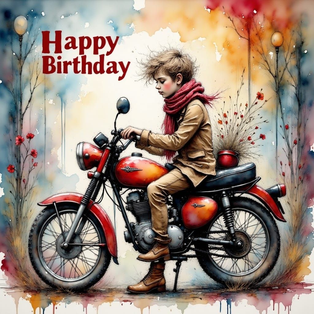 Vintage-Inspired Motorcycle Birthday Scene