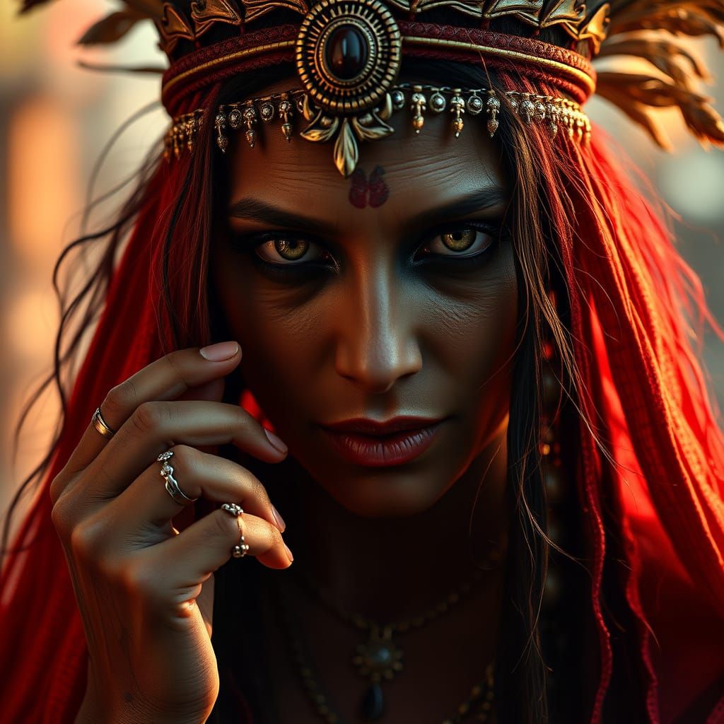 Sultry Indian Witch Captured in Cinematic Hyperrealism