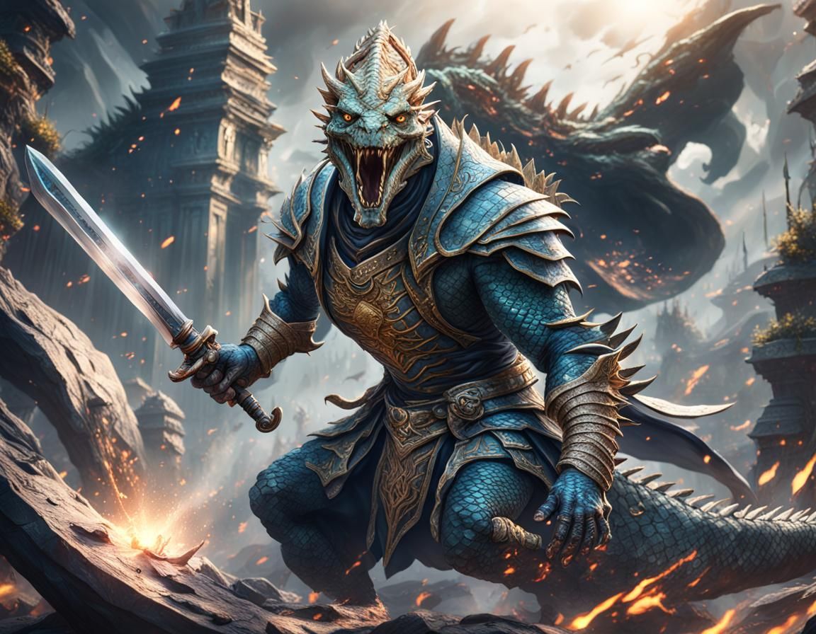 Reptilian Overlord God with Greatsword