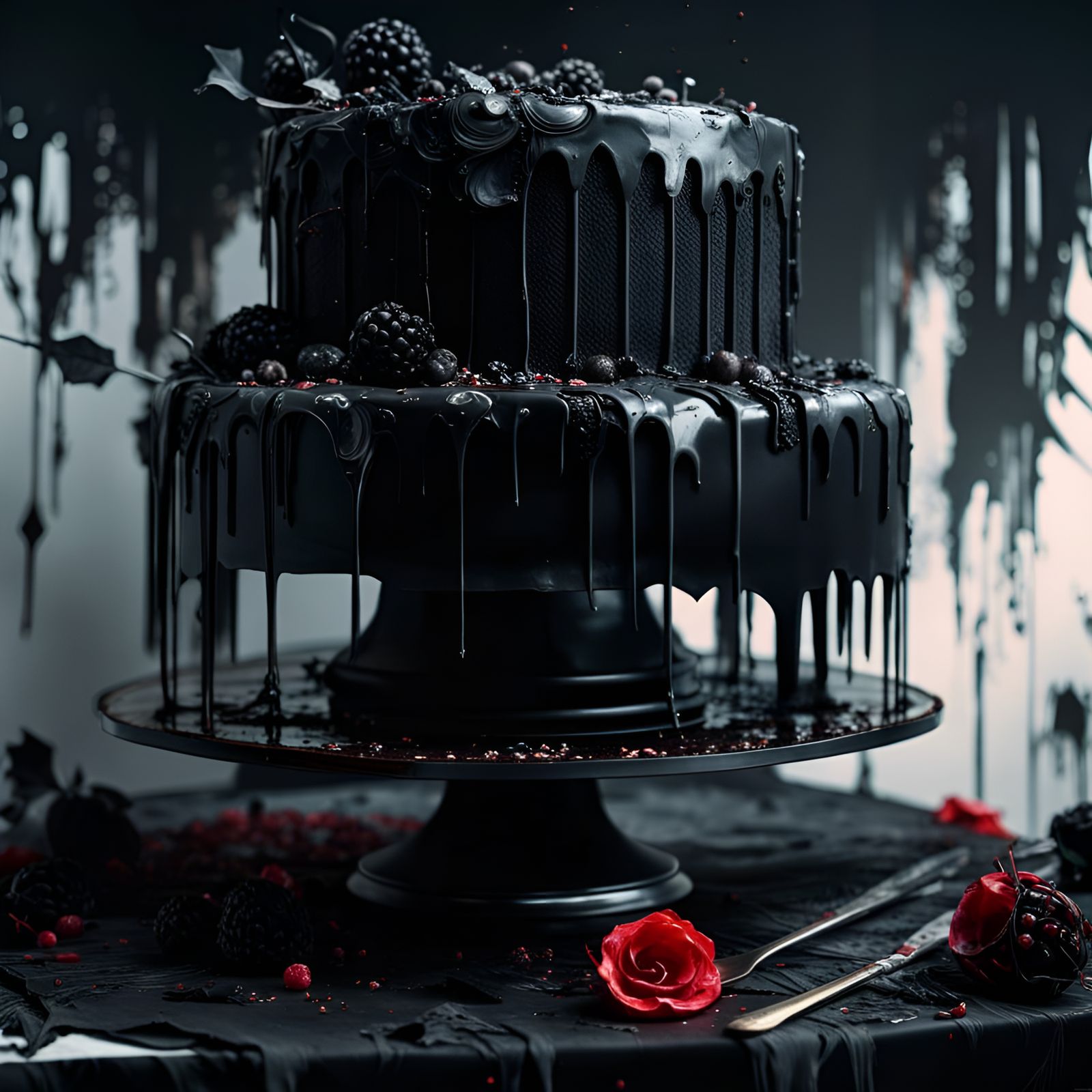 Intricately Detailed Monochromatic Gothic Cake