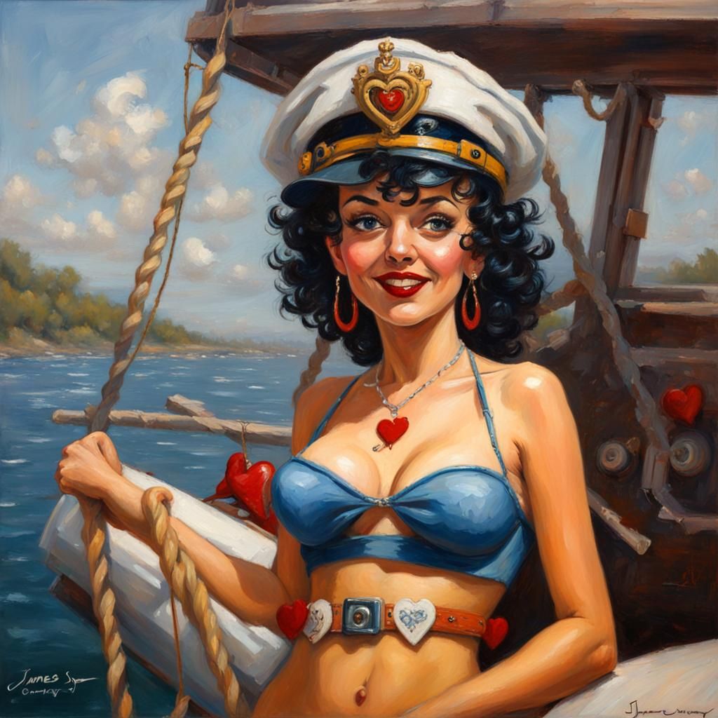 Betty Boop as First Mate in Oil Painting