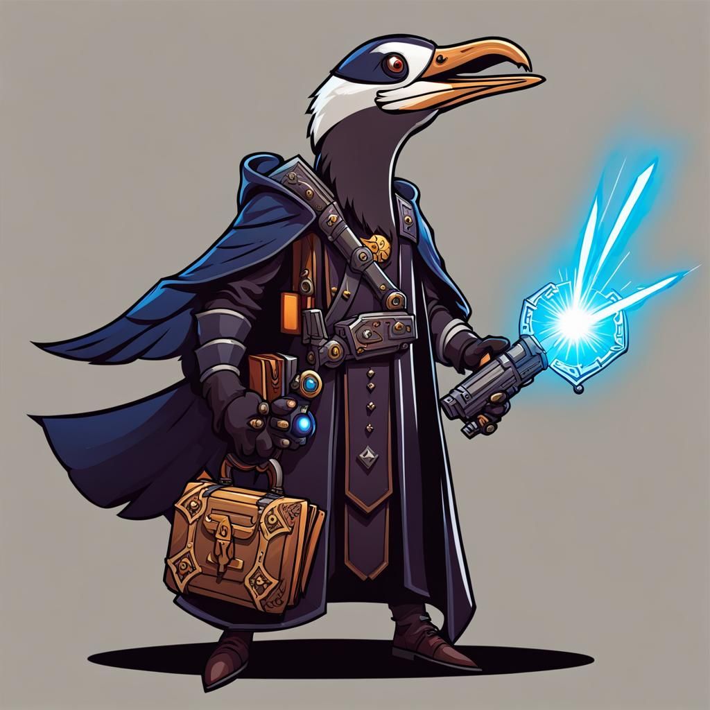 Techno Sorcerer with Mechanical Goose Familiar