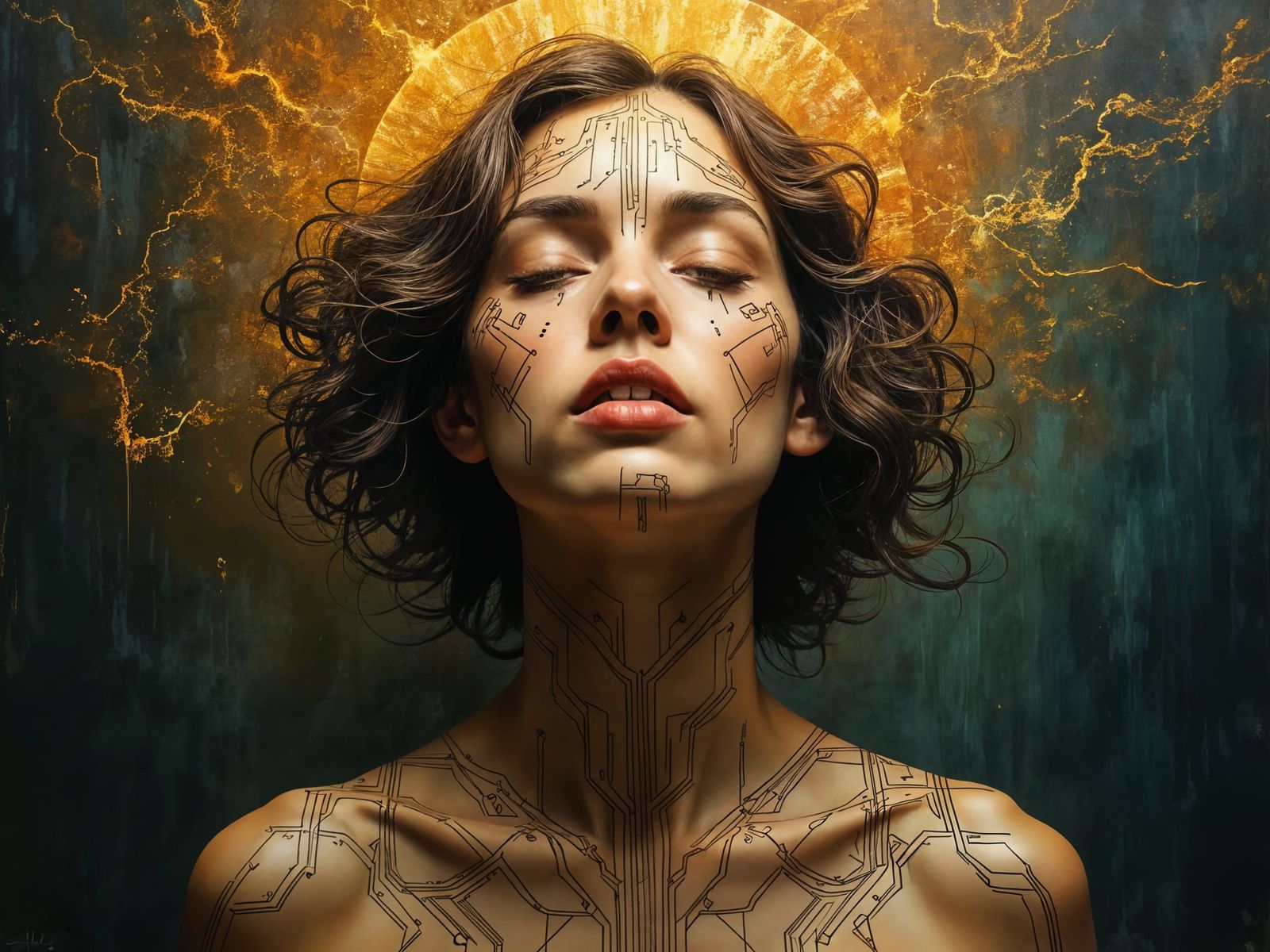 Robotic Existence in Vibrant Chiaroscuro