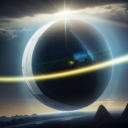 Futuristic Landscape with Sunshine Rays in 3D