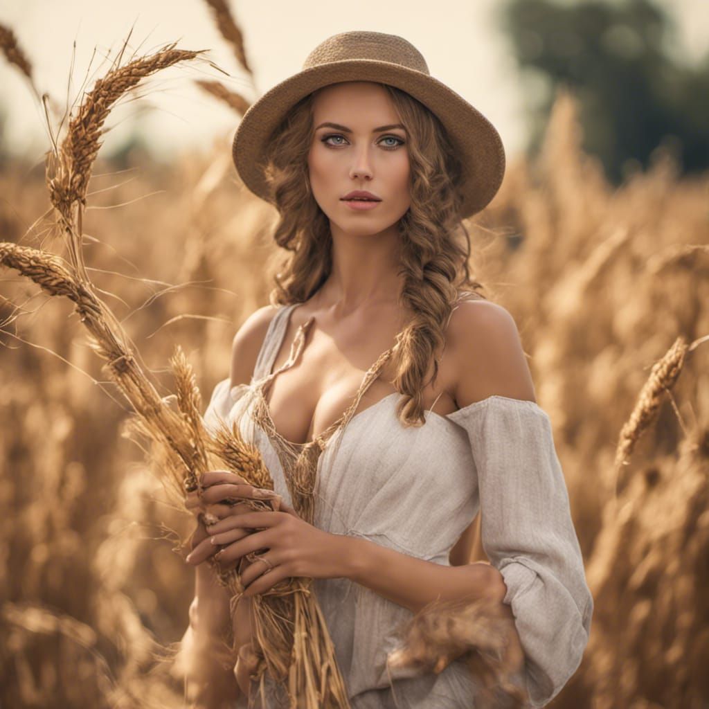 Sensual Goddess of the Harvest in Natural Lighting