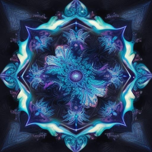 Abstract Fractal Art: Bottle Emanating Psychedelic Nebulae