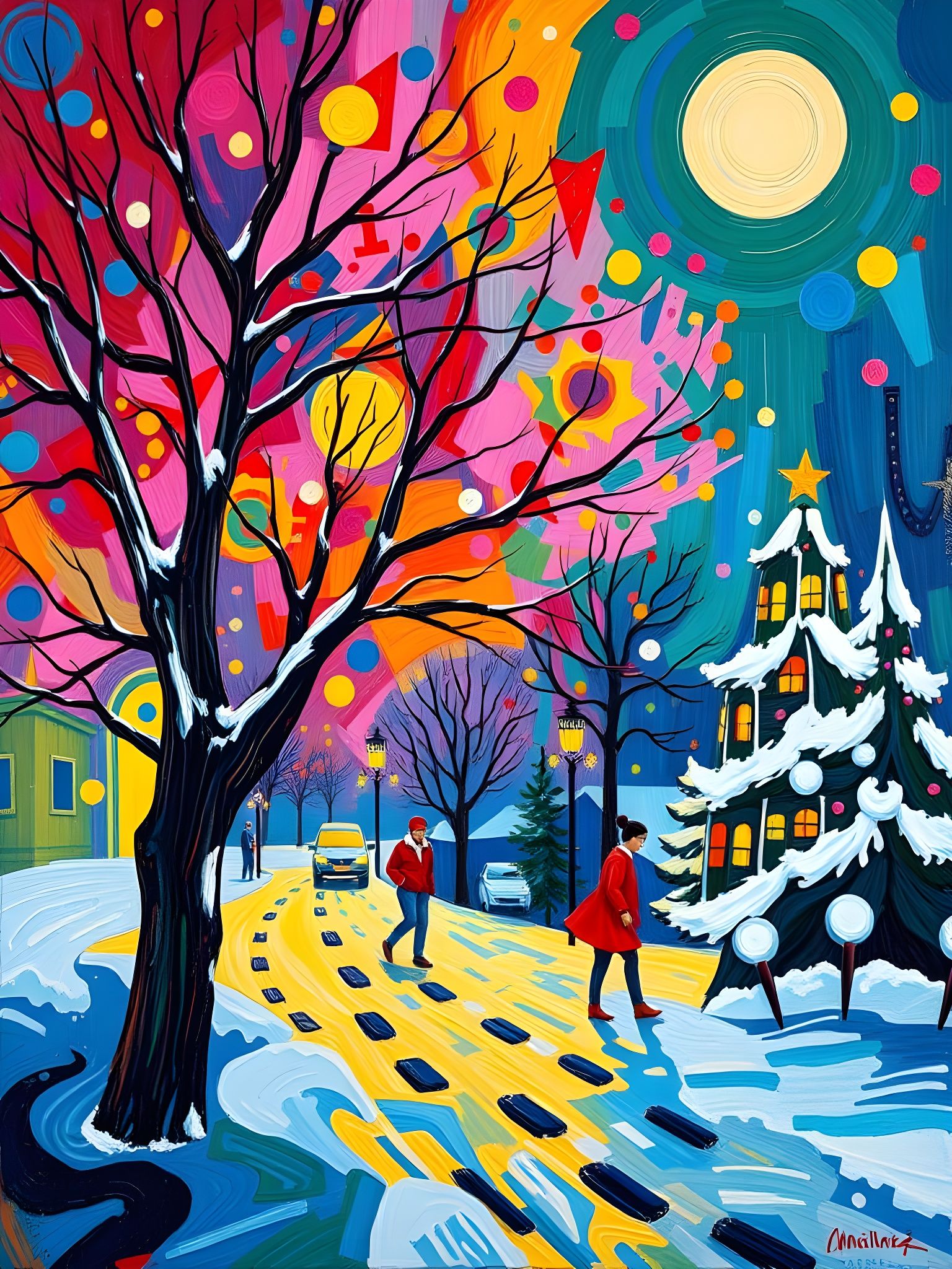 Vibrant Christmas Stable in Fauvist Style