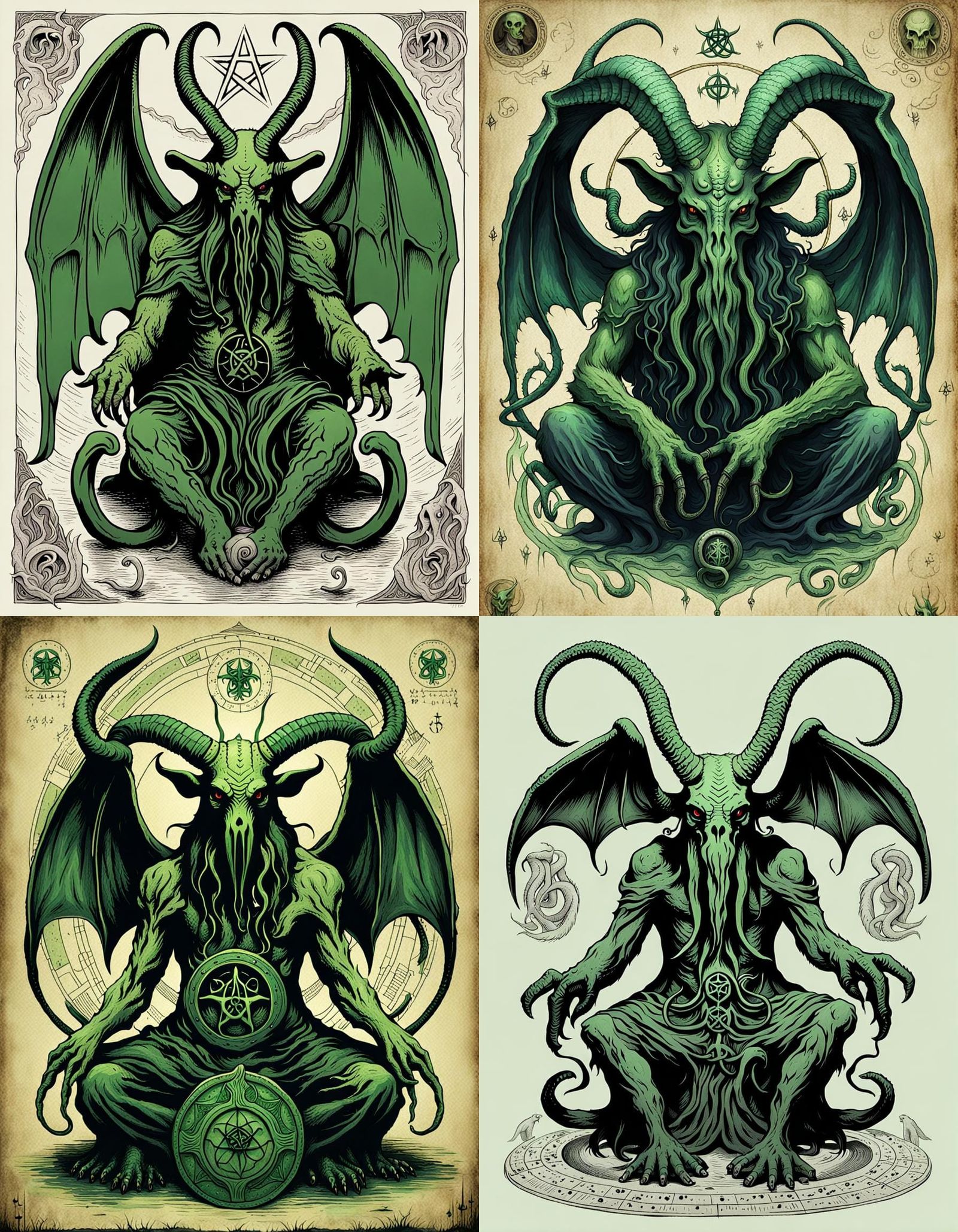 Epic Mythical Hybrid of Baphomet and Cthulhu