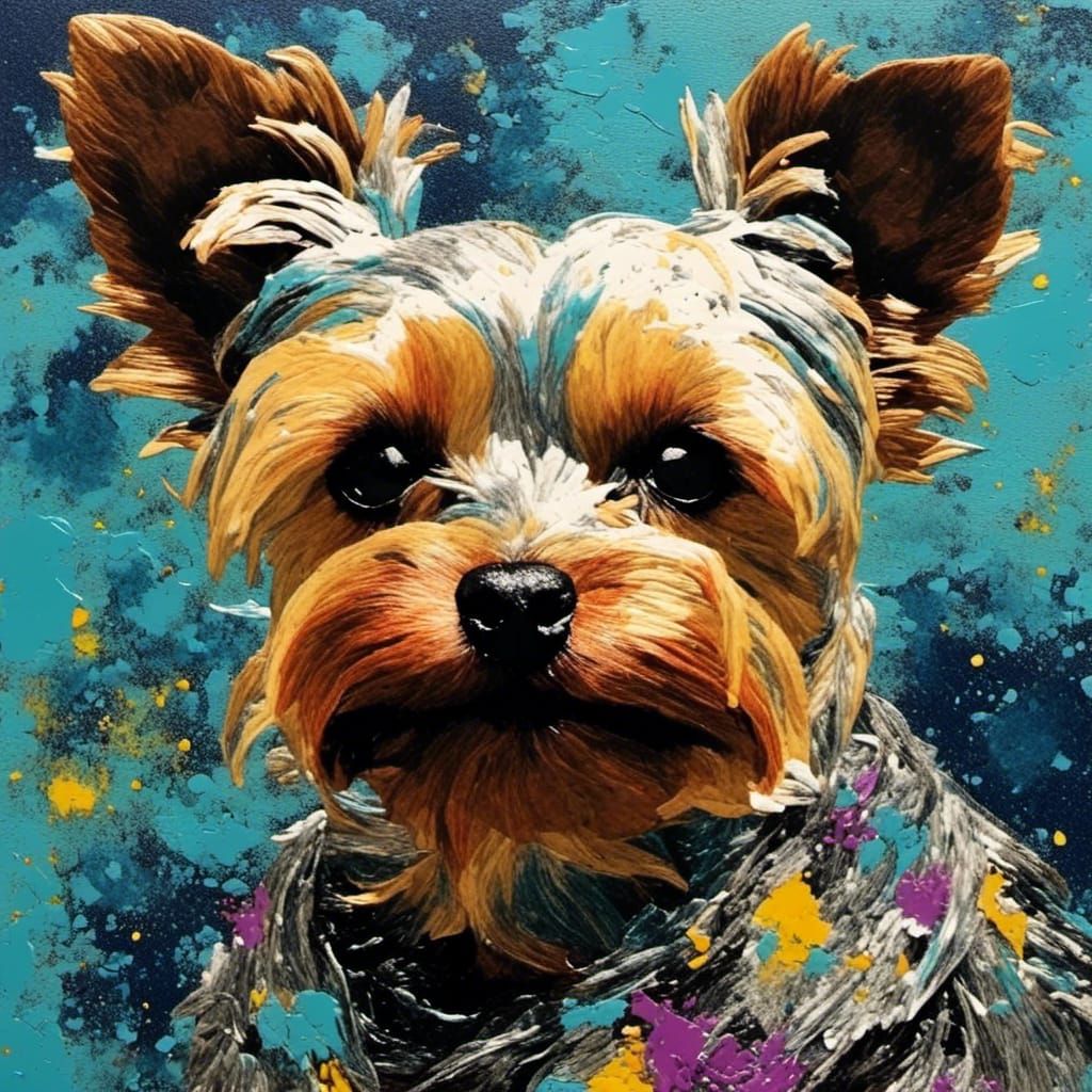 Pop Art Portrait of Yorkshire Terrier with Splatters