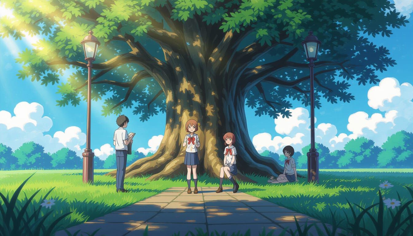 Overwhelming Sun in Anime Cel-Shaded Style