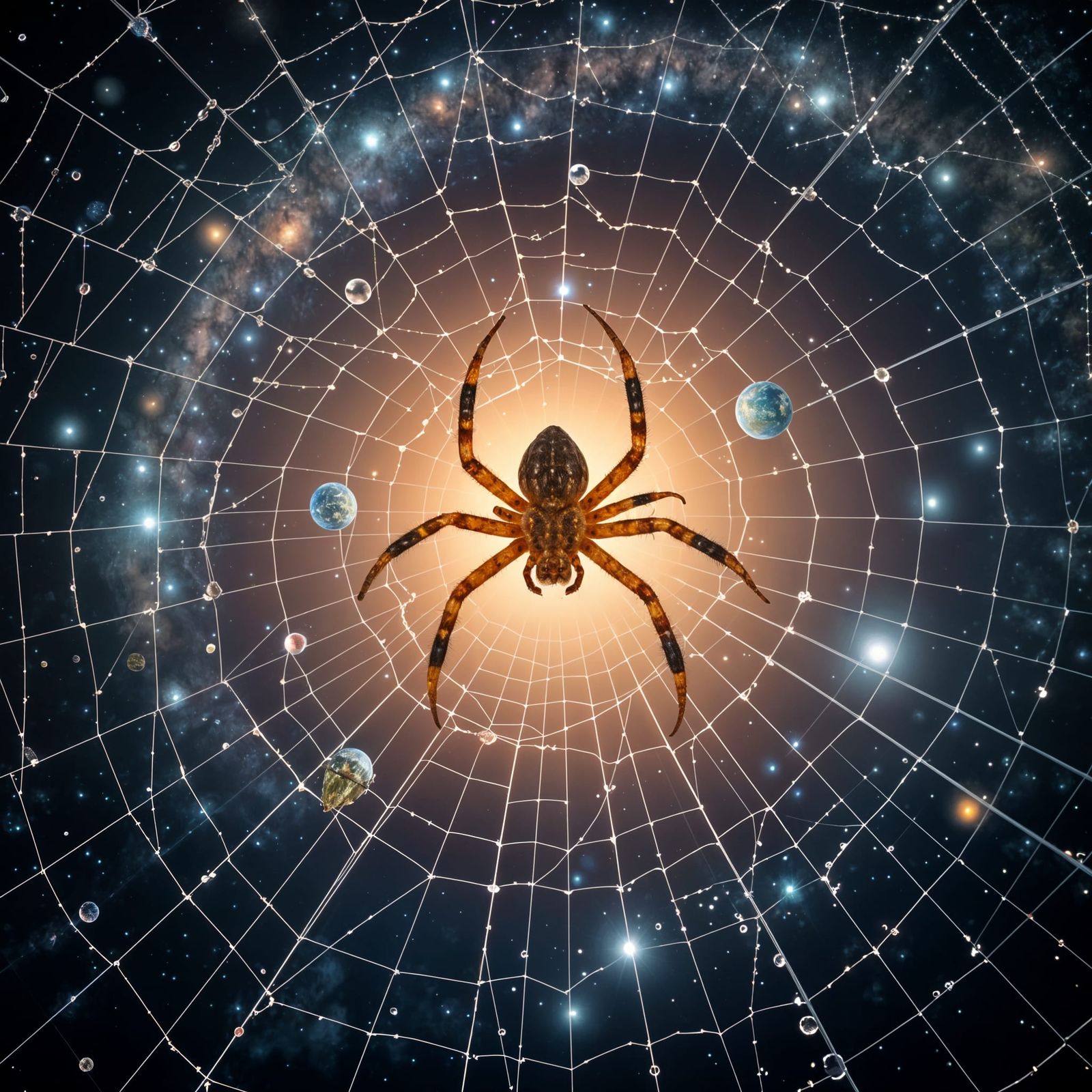 Cosmic Galaxy Made of Spider Webs in Ultra-Cinematic Style