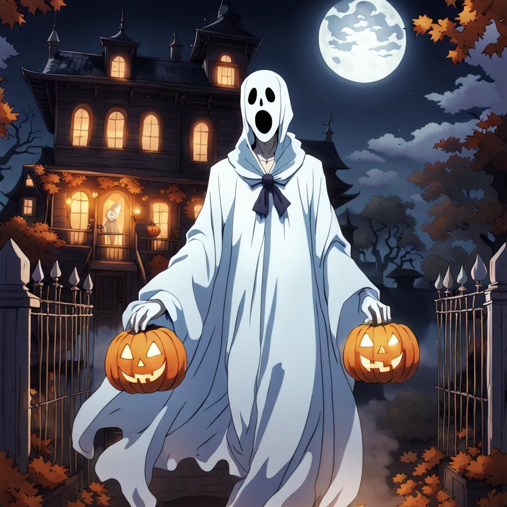 Anime Ghost Trick-or-Treating at Haunted Halloween Mansion
